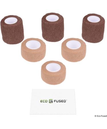 Self Adhering Bandage - Sport Injury Wrap Tape (Pack of 6) | Elastic Water Repellent & Breathable Muscle Support | Non-Stick Easy to Apply & Tear | Light & Brown Skin Options Available - Buy Online on GoSupps.com