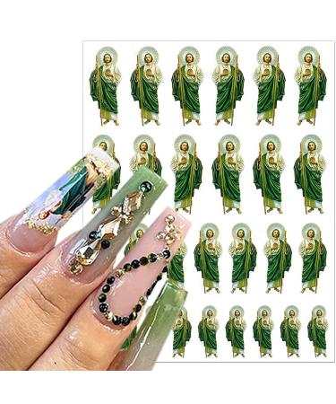 Religious Nail Stickers 3D San Judas Virgin Mary - 6 Sheets Self-Adhesive Nail Art Decals for Women, Girls & Kids - Religious Nail Decorations for DIY Manicure - Buy Online on GoSupps.com
