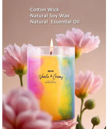 IZIDDO Colourful Scented Candles - Vanilla & Creamy Aromatherapy | 15oz Long-Lasting Handmade Candle for Home Gifts & Birthdays - Buy Online on GoSupps.com