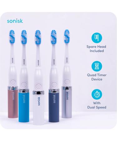 Sonisk Pulse Electric Toothbrush | Sonic Technology | Fast & Portable | Includes 1 Battery 2 Brush Heads & Travel Case | 31 000 Strokes/Minute | Rose Gold  - Buy Online on GoSupps.com