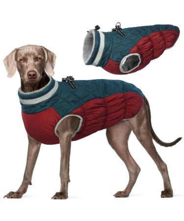 Kuoser warmth dog coat windproof dog jacket reflective dog coat for small dogs dog coat winter outside dog coat large dogs with zipper blue XXXL 3XL blue