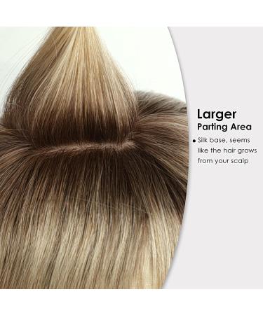 HAIRCUBE 100% Remy Human Hair Topper with Bangs | 14 Ombre Light Blonde | 150% Density Silk Base Clip-In | 40g - Buy Online on GoSupps.com