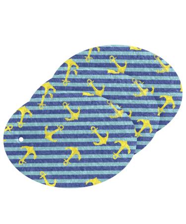 3-Pack Cleaning Kitchen Sponges Oval Anchor Blue Stripes Kitchen Cellulose Dishwashing Wood Pulp Cotton