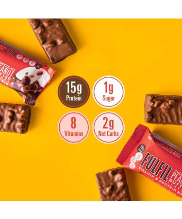 FULFIL Vitamin & Protein Bars Chocolate Salted Caramel & Chocolate Peanut Butter Snack Sized Bar with 15g Protein & 8 Vitamins Including Vitamin C 12 Counts - Buy Online on GoSupps.com