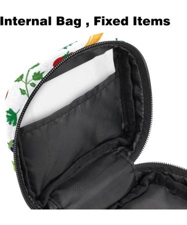 Buy Stylish Menstruation Pad Bag with Zipper - Women's Napkin & Tampon Collection Bags (Vegetable Design: Aubergine Tomatoes Hot Pepper Leaves) - Buy Online on GoSupps.com