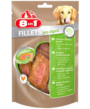 8in1 Fillets Pro Digest Dog snack with chicken functional treats for dogs supports the digestion 80 g bag per digest 90 g (1 Pack)