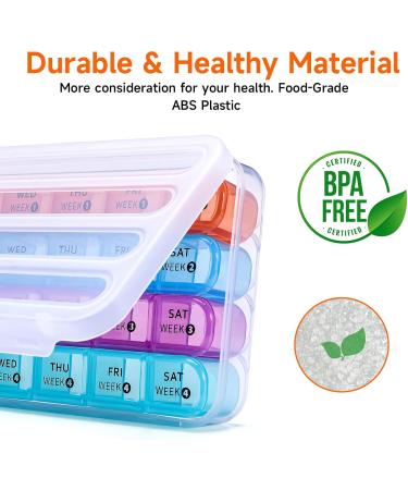 Weekly & Monthly Pill Organizer - 28 Days with Removable 7 Day Box | Ideal for Vitamins Supplements & Medications - International Shipping Available - Buy Online on GoSupps.com