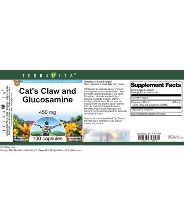 Cat's Claw and Glucosamine - 450 mg (100 Capsules ZIN: 511964) - 3 Pack - Buy Online on GoSupps.com
