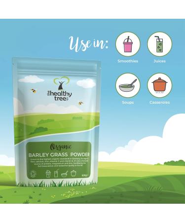 Organic Barley Grass Powder 500g - High in Calcium, Fibre, Iron, and Vitamin C - Gluten Free, Pure Vegan Barleygrass from Germany | TheHealthyTree Company - Buy Online on GoSupps.com