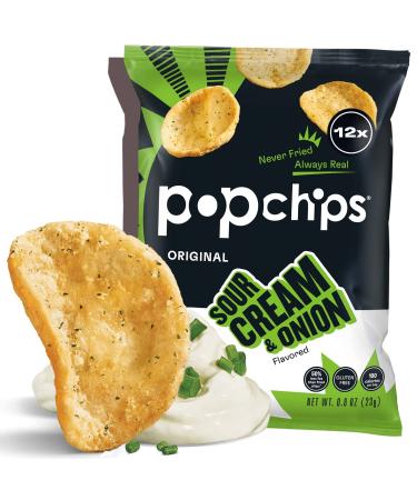popchips Potato Chips Sour Cream and Onion 0.8 oz Bags (Pack of 12)