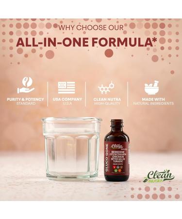 Clean Nutra Berberine with Ceylon Cinnamon Supplement Liquid Drops + Bitter Melon Extract Glucomannan Gymnema Chromium Turmeric Organic Panax Ginseng Moringa GLP-1 Support - Buy Online on GoSupps.com