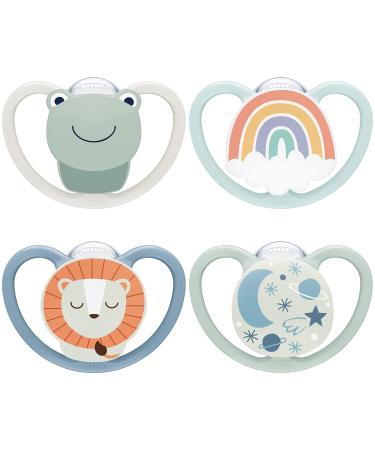 Nuk Space Schnuller Pacifier 0-6 Months | BPA-Free Silicone | Disney Mickey Mouse | Extra Ventilation | Gray & White | 2 Pack | Space Day & Night Baby Casing - Buy Online on GoSupps.com