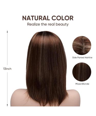 Bestung Short Mixed Color Synthetic Women Wig | Medium Length Natural Looking Hair Wigs in Light Brown and Light Blonde - Buy Online on GoSupps.com