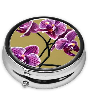 Beautiful Orchids Round Pill Box Organizer - 3 Compartment Portable Travel Pill Box for International Shipping - Buy Online on GoSupps.com