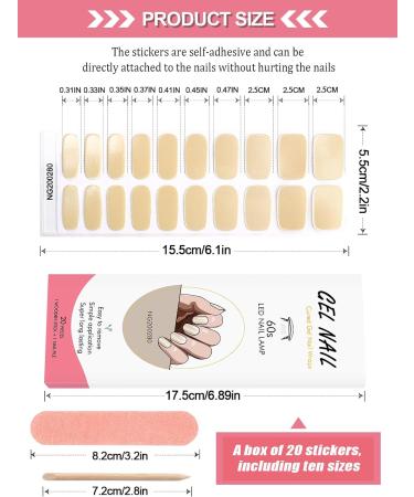 Kalolary 20PCS Nail Adhesive Wrap Nail Gel Polish Strips Full Wraps Nail Polish Stickers Cured Gel Nail Strips Self-Adhesive Gel Nail Wrap Stickers Decals(UV/LED Lamp Required) (Milk White) - Buy Online on GoSupps.com