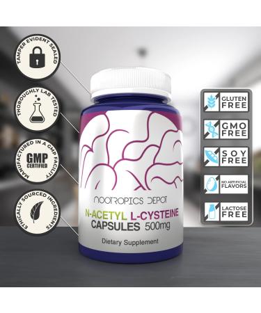 Nootropics Depot N-Acetyl L-Cysteine Capsules 500mg | 60 Count | Supports Liver & Cellular Health | Boosts Glutathione & Oxidation Levels | International Shipping - Buy Online on GoSupps.com