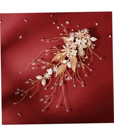 minkissy 1 PC Rhinestones Women Brides Flower Woman Dress Pearl Hair Hairpin Clip Golden Party Wedding Handmade Accessories Bridal Crystal Photo Side Rhinestone Prop Accessory Girl - Buy Online on GoSupps.com