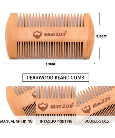 ZASCHMOY Pear Wood Beard Styling Comb Mustache Shaping Tool with Double Design for Hair Care Scented Wooden Comb PU Leather Storage Bag - Buy Online on GoSupps.com