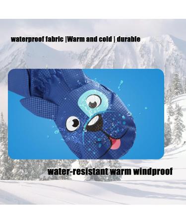 Waterproof Kids Winter Mittens - Blue Dog Print, Size L (Age 7-9) | Fleece Lined Thermal Gloves for Skiing, Snowboarding, Cycling | Ages 1-9 Boys Girls - Buy Online on GoSupps.com