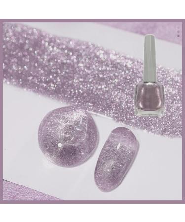 Purple Metal Nail Polish Gel Silvery Glitter Holographic Metallic Shell Thread No Need Cure Varnish Shimmering Shining Sparkling Long Lasting DIY Art Manicure at Home Gift for Women & Girls - Buy Online on GoSupps.com