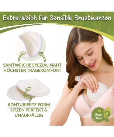 Baby Bliss Bamboo Still Inserts - Washable 14-Pack Contoured & Ultra-Suction Leak-Proof Extra Soft Durable (White/Beige 12cm) - Buy Online on GoSupps.com