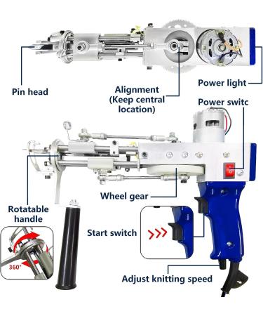 BLBO Tufting Gun Kit - Dual-Use Cut Pile and Loop Pile Rug Making Machine - DIY Hand-Held Knitting Machine - Adjustable Speed - Embroidery Punch Needle Kit - Buy Online on GoSupps.com