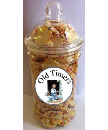 Old Timers Traditional Snowies White Chocolate Flavoured Buttons with Candy Coating in Victorian Style Jar 500 millilitres 300 grams