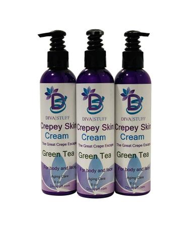 Diva Stuff Three Pack Crepey Skin Body & Face Cream With Hyaluronic Acid Alpha Hydroxy and More (green tea scent)