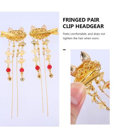 Lurrose 2Pcs Japanese Geisha Hair Clips | Vintage Chinese Tassel Hairpins | Bridal Kimono Hanfu Accessories for Women & Girls - Buy Online on GoSupps.com