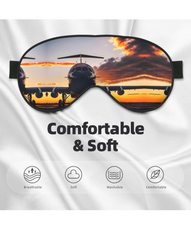 Aircraft Plane at Sunset Print Double-Sided Eye Mask Soft and Light Blocking for Enhancing Sleep Quality - Buy Online on GoSupps.com