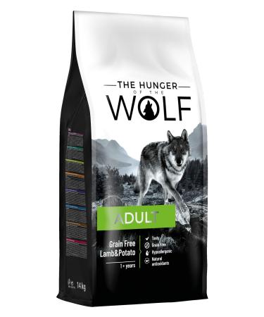 The Hunger of the Wolf Dog food for adult dogs of all breeds finely prepared dry food without grain with lamb and potatoes - 14 kg adult lamb and potatoes 14 kg (1 Pack)