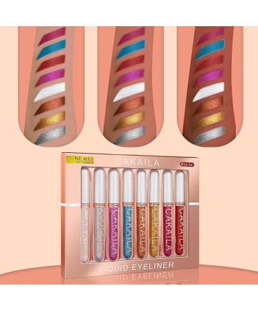 Rechoo 8 Colors Glitter Liquid Eye Liner Set - Waterproof, Long Lasting Shiny Eye Liners Pencil - 8 Glitter Colors - Buy Online on GoSupps.com