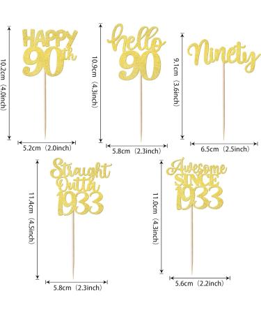 30 Pack 90th Birthday Cupcake Toppers Glitter Straight Outta 1933 Happy 90th Ninety Awesome 1933 Cupcake Picks 90 Fabulous Cake Decorations for 90th Birthday Wedding Anniversary Party Gold 90th Gold - Buy Online on GoSupps.com