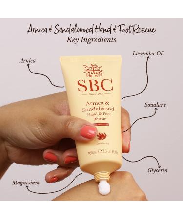 SBC Skincare Hand and Foot Cream with Arnica & Sandalwood - 100ml | Tension Relief & Sports Recovery Rescue Cream - Buy Online on GoSupps.com