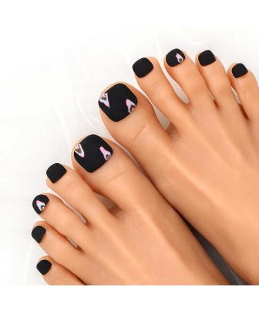 Sethexy Matte Square Short False Toenails Handmade Black Press On Toenails Simple Acrylic Fake Toe Nails Full Cover Artificial Stick On Foot Nails Removable for Women and Girls (1) - Buy Online on GoSupps.com