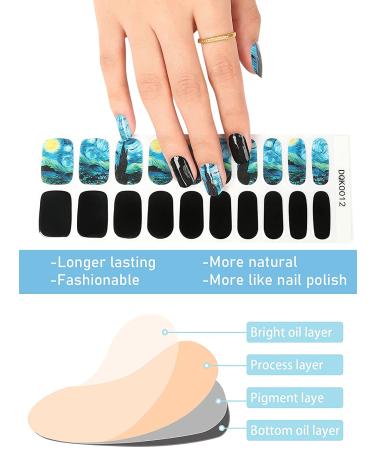 Kalolary Gel Nail Polish Strips Kit for Women - Waterproof Full Nail Wraps with Scissors, Cuticle Stick, File, and Wipes - Starry Sky Design - Buy Online on GoSupps.com