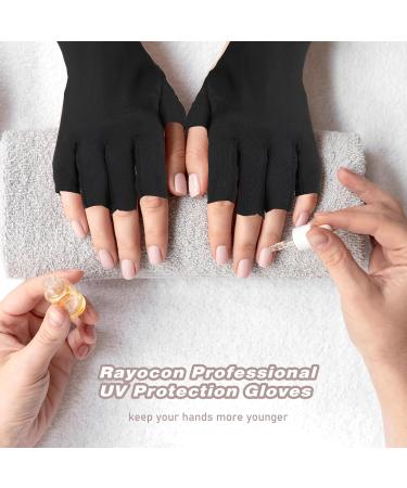 Prasacco 2 Pairs UV Gloves for Nails Anti UV Gloves for Gel Manicure Nail Lamp Professional Fingerless Gloves For Manicures Skin Care Hand UV Protection Gloves for Women & Men (Pink + Black) - Buy Online on GoSupps.com