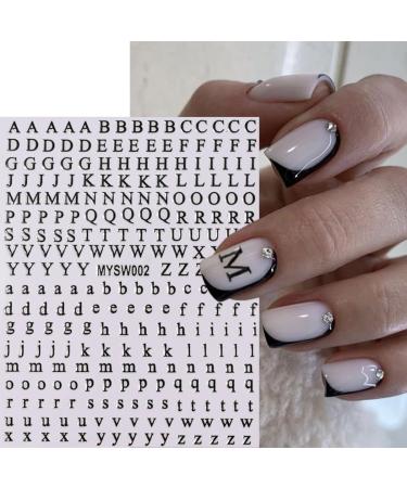 8 Sheets 3D Letter Nail Stickers - Self-Adhesive Alphabet Decals for Nail Art | Black White Gold Silver | DIY Acrylic Nail Decorations for Women & Girls - Buy Online on GoSupps.com