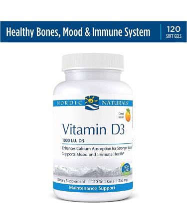 Nordic Naturals Vitamin D3 1000 IU - Orange Flavor, 120 Soft Gels | Essential Immune Support - Buy Online on GoSupps.com