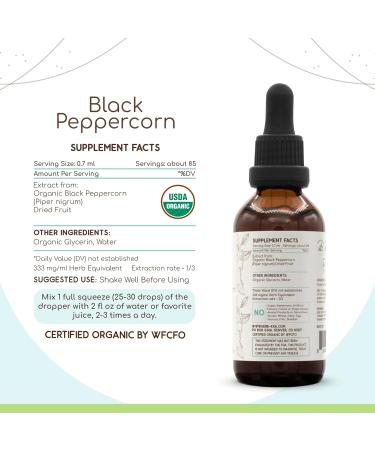 HerbEra Black Peppercorn B60 USDA Organic Tincture | Alcohol-Free Extract High-Potency Herbal Drops | Certified Organic Black Peppercorn (Piper nigrum) Dried Fruit (2 oz) 2 Fl Oz (Pack of 1) - Buy Online on GoSupps.com