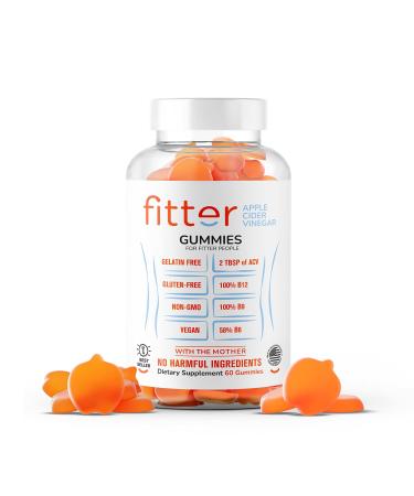 Fitter Apple Cider Vinegar Gummies Vitamins for Weight Loss Calorie Crushing - Overall Fitness - 60 Count - Keto Vegan Gelatin-Free Gluten-Free Non-GMO and No Harmful Ingredients.