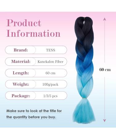Tess Braids Extensions Blue 60 cm | Jumbo KanCalon Hair for Box Braids | 100g #48 Ombre - Premium Quality Hair Extensions - Buy Online on GoSupps.com
