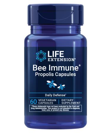 Life Extension Bee Immune Propolis Capsules Immune Support Respiratory Health bee Propolis Gluten-Free Non-GMO Vegetarian 60 Capsules