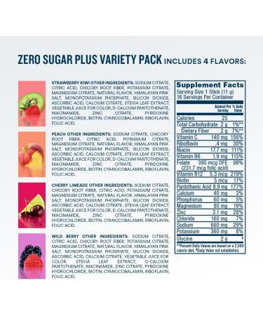 DripDrop Zero Sugar Plus - Sugar Free Hydration Packets - Single Serve Electrolytes Powder Drink Mix - Strawberry Kiwi Peach Cherry Limeade Wild Berry - Non-GMO Gluten Free Vegan - 16 Sticks Strawberry Kiwi Peach Che  - Buy Online on GoSupps.com