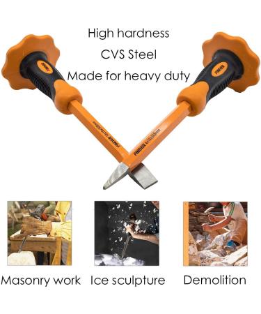 Finder 2 pcs 12-Inch Heavy Duty Chisels Set With Hand Protection  Flat Head and Pointed/Spear Head  Demolishing/Masonry/Carving/Concrete Breaker Chisels set with Bi-Material Hand Guard   - Buy Online on GoSupps.com