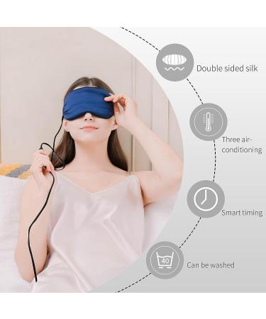 Adalia 100% Silk Heated Eye Mask with Earplugs and USB Steam, Temperature Control for Dry Eyes and Sleep - Blue - Buy Online on GoSupps.com