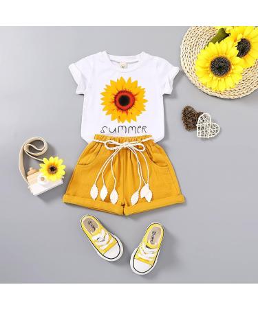 YOUNGER TREE Toddler Baby Girls Watermelon T-shirt + Linen Shorts Set 4 years Sunflower - Buy Online on GoSupps.com