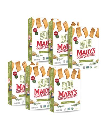Mary's Gone Crackers Real Thin Crackers, Made with Real Organic Whole Ingredients, Gluten Free, Garlic Rosemary, 5 Ounce (Pack of 6) Garlic Rosemary 5 Ounce (Pack of 6)