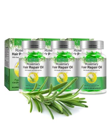 P-Beauty Organic Rosemary Oil Capsules with Biotin & Keratin - 120 Capsules for External Application, Hair Oil for Hair Growth & Scalp Care - Essential Oil