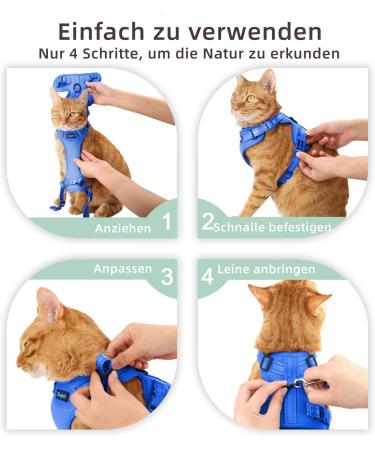 Supet Cat Dishes & Leash Set - Blue Swinging Kitten Harness with Reflective Stripes | Universal Fit for Cats/Puppies (44.5-49.5 cm) - Buy Online on GoSupps.com